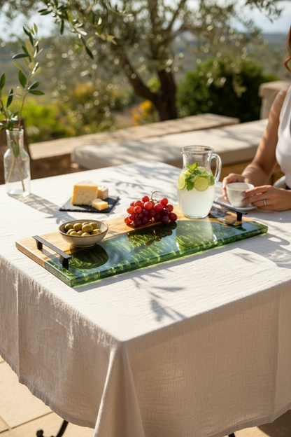 Large - Olive Wood and Olive Gold Ottoman Board