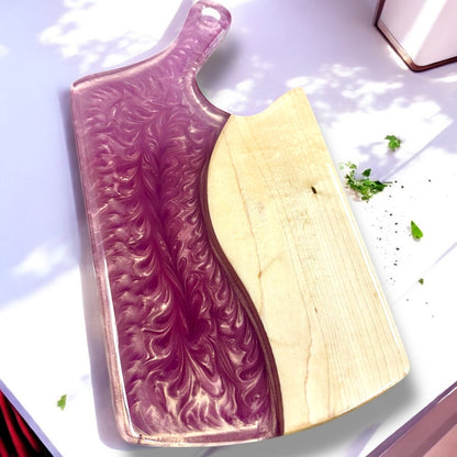 Cleaver Handle Charcuterie Board – Maple with Rose Gold Epoxy