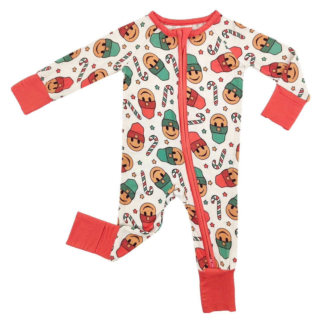 Christmas Smiley Bamboo Pajama Zippy