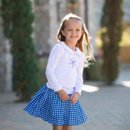 Pleated Skirt - Cobalt Gingham