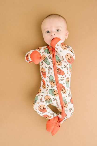 Christmas Smiley Bamboo Pajama Zippy