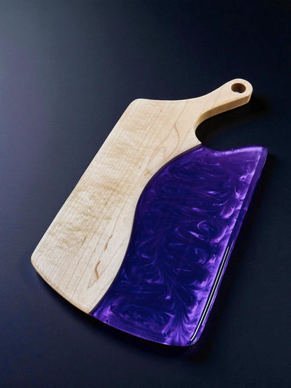 Cleaver Handle Charcuterie Board – Maple with Purple Haze Epoxy