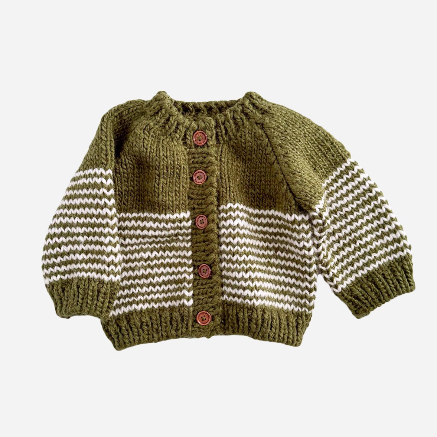 Stripe Cardigan Moss/Cream