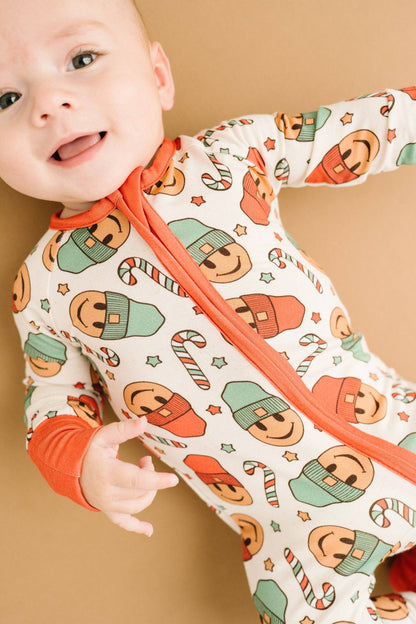 Christmas Smiley Bamboo Pajama Zippy